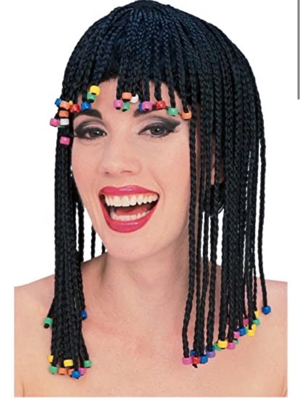 Rubies costume Caribbean cornrow Hair black beaded wig - Rastafarian. Reggae